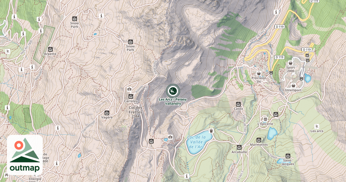 Map of Les Arcs / Peisey-Vallandry