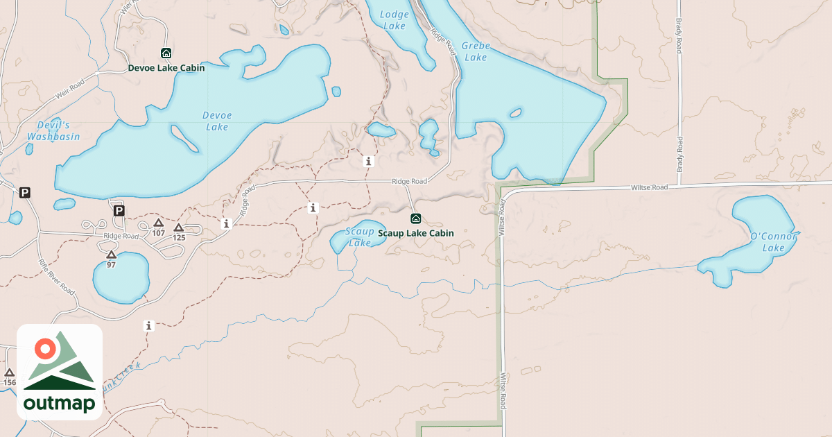 Map of Scaup Lake Cabin