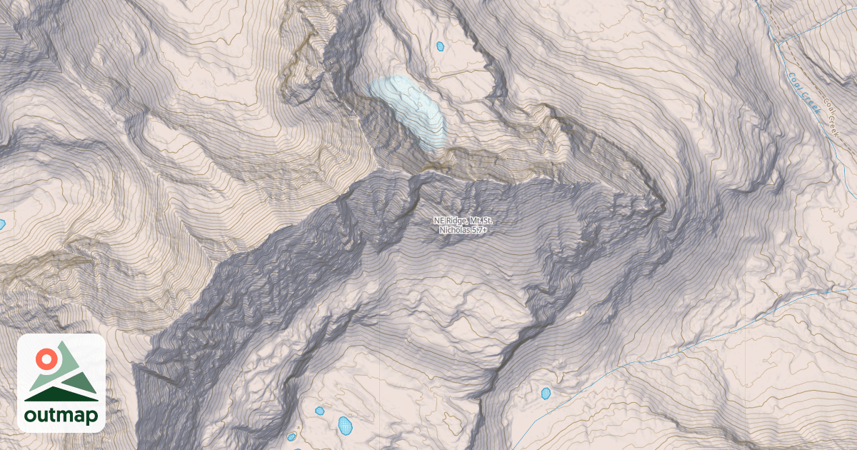 Map of NE Ridge, Mt. St. Nicholas