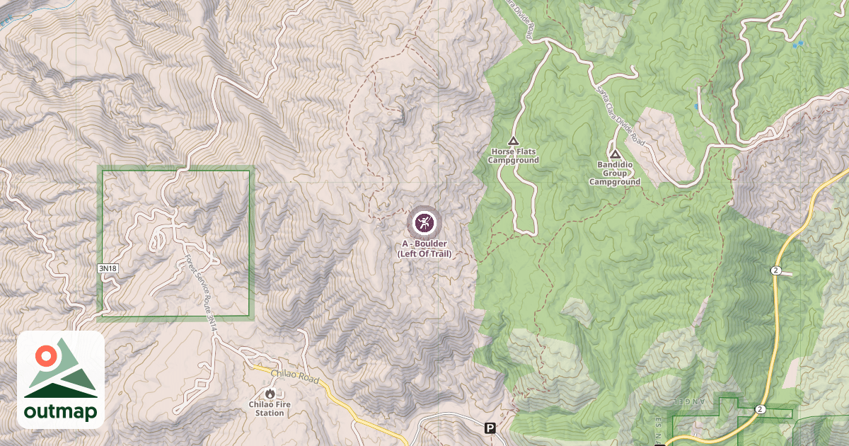 Map of A - Boulder (Left Of Trail)