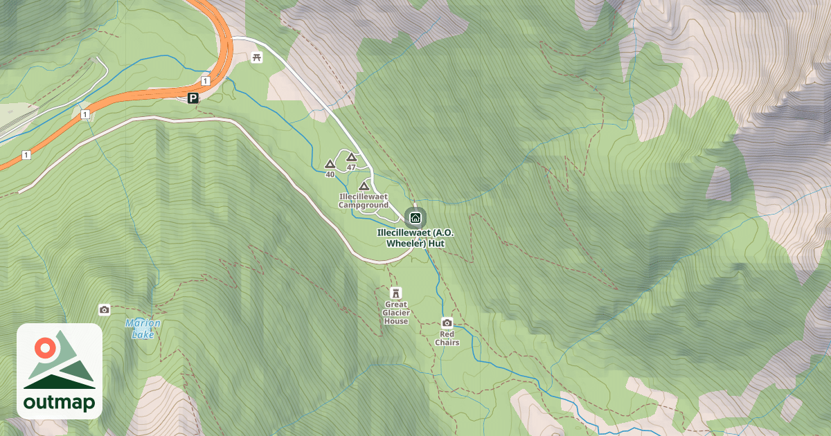 Map of Illecillewaet (A.O. Wheeler) Hut