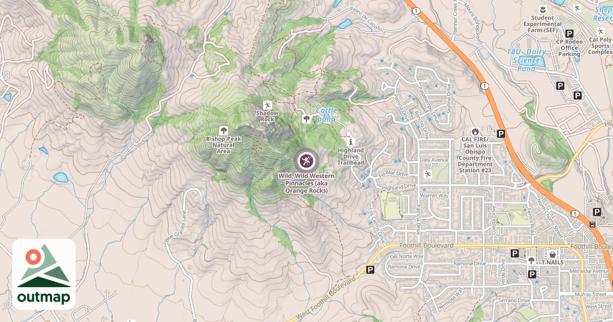 Map of Wild, Wild Western Pinnacles (aka Orange Rocks)