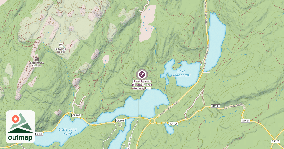 Map of Pine Swamp Mountain area via Long Path