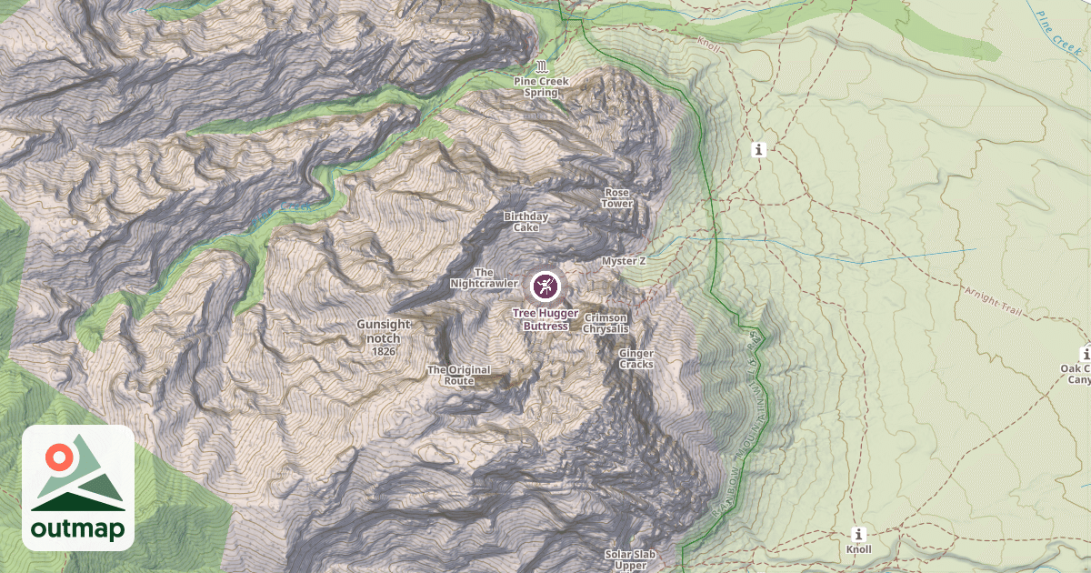 Map of Tree Hugger Buttress