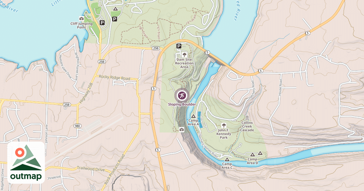 Map of Sloping Boulder