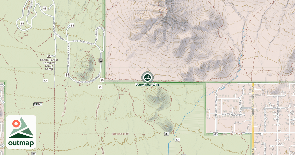 Map of Usery Mountains