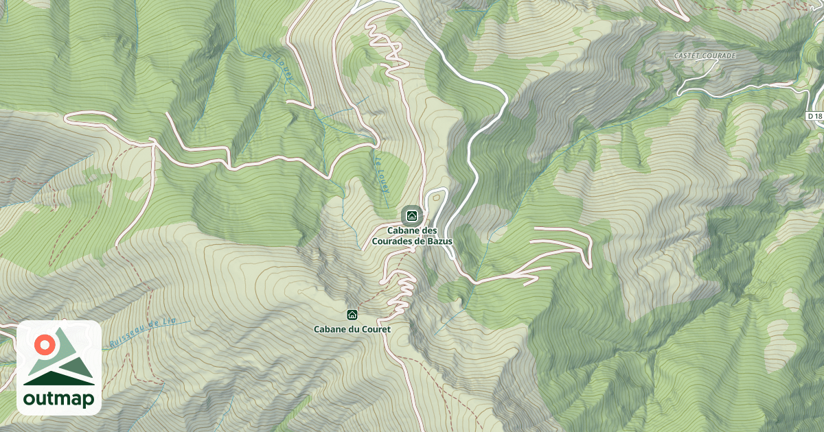 Map of Cabane des Courades de Bazus