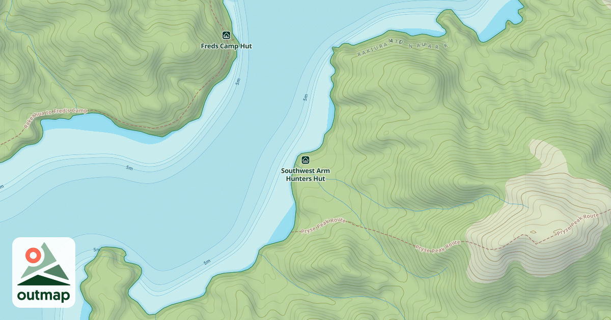 Map of Southwest Arm Hunters Hut