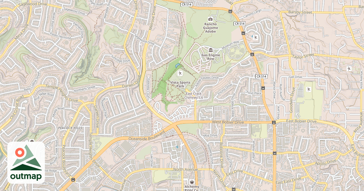 Map of East Crack Chimney