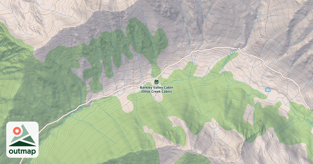 Map of Barkley Valley Cabin (Elliot Creek Cabin)