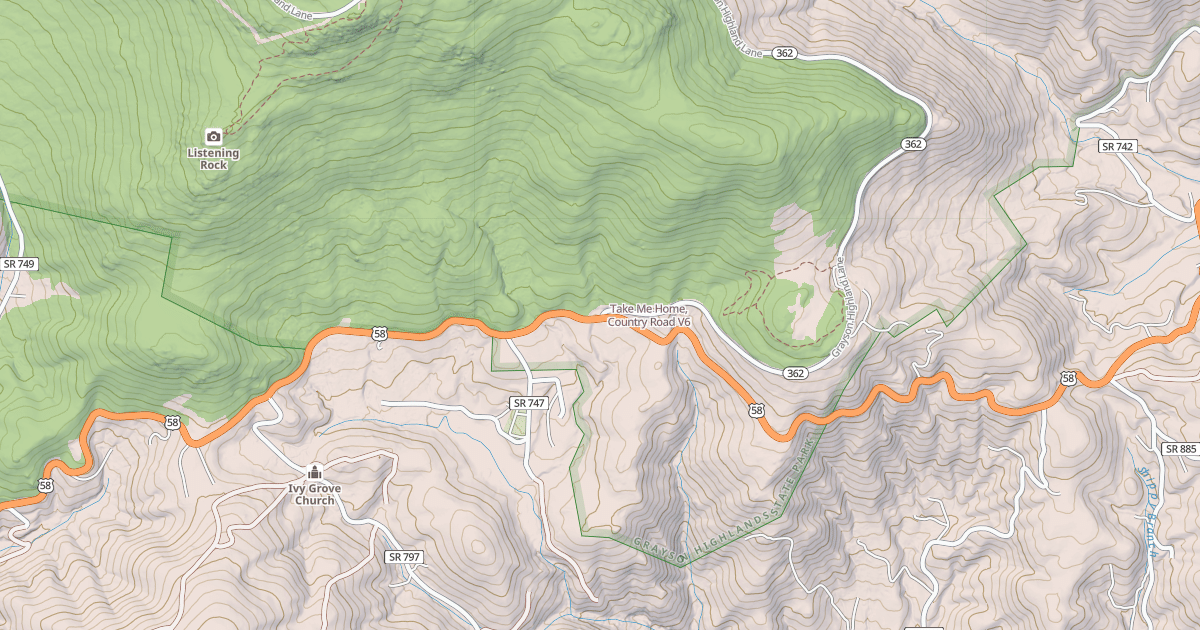 Map preview of Take Me Home, Country Road