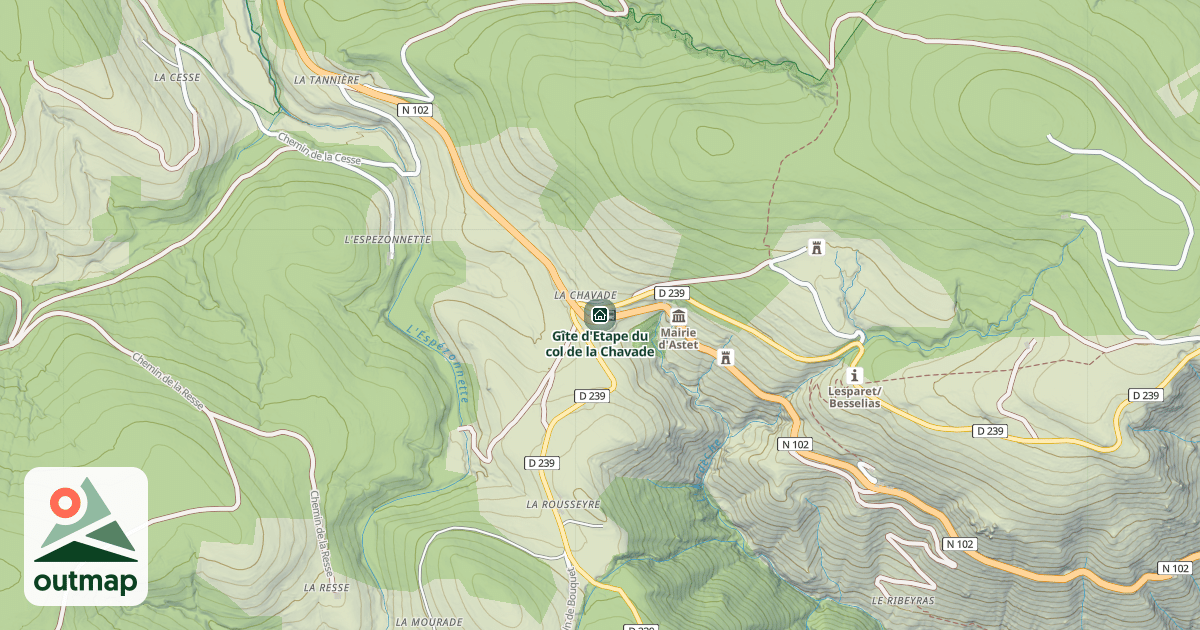 Map of Gîte d'Etape du col de la Chavade