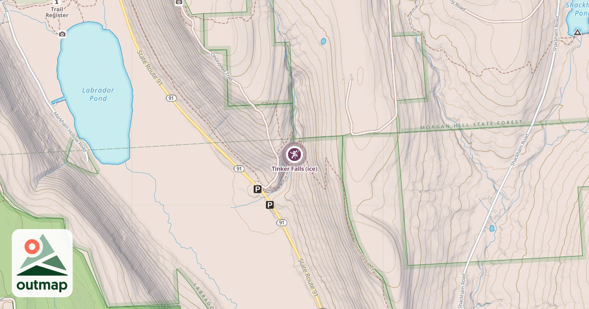 Map of Tinker Falls (ice)