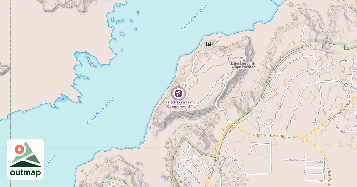 Map of Fritch Fortress Campground
