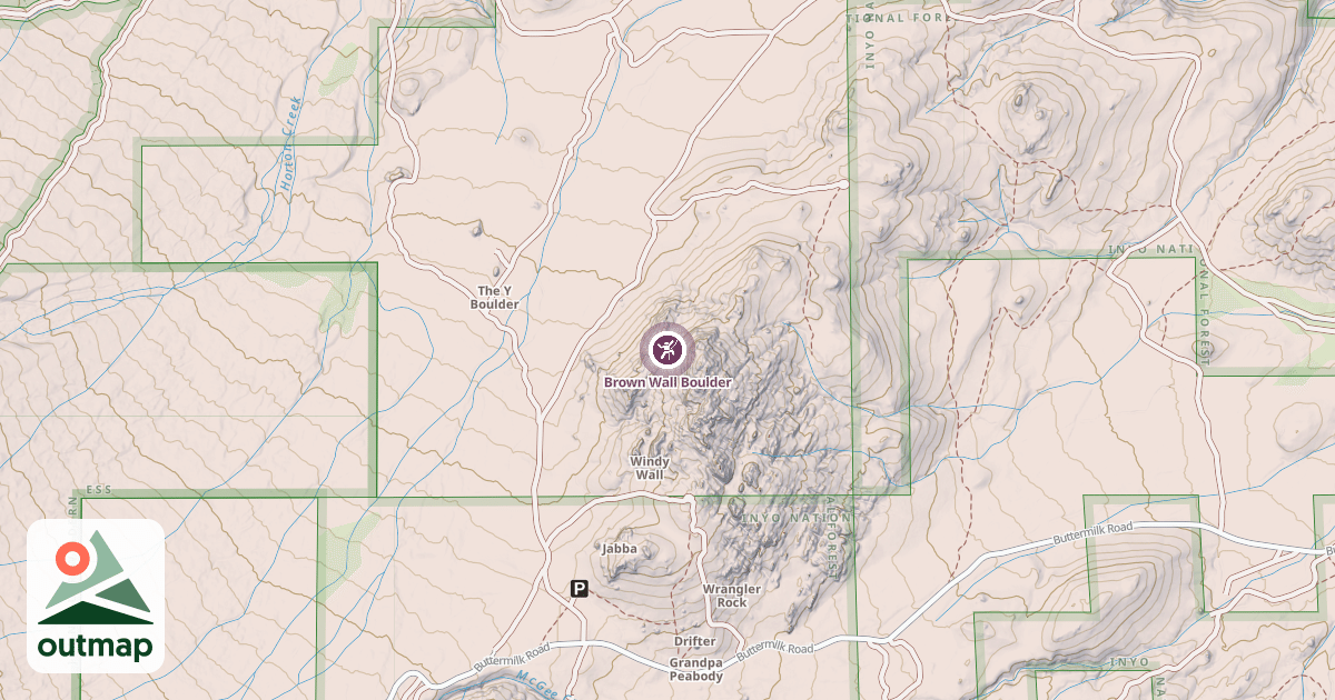 Map of Brown Wall Boulder