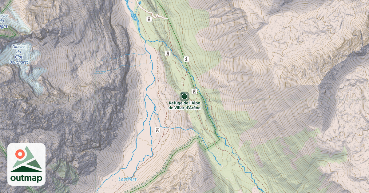 Map of Refuge de l'Alpe de Villar-d'Arène