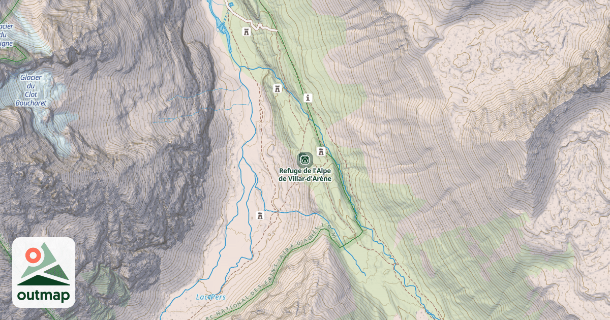 Map of Refuge de l'Alpe de Villar-d'Arène