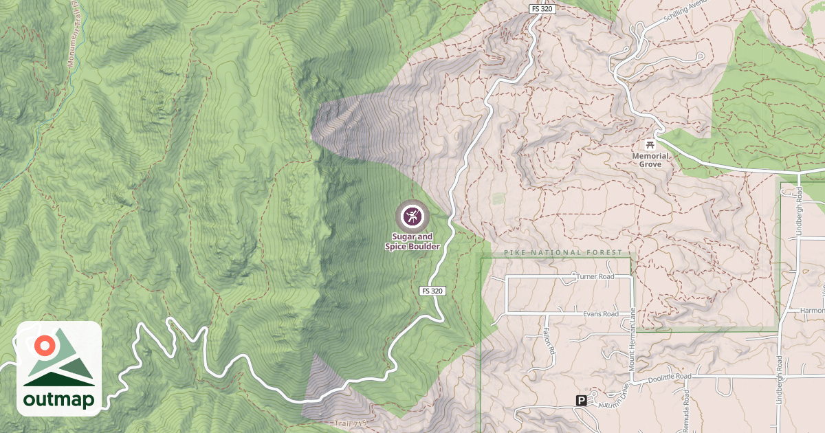 Map of Sugar and Spice Boulder
