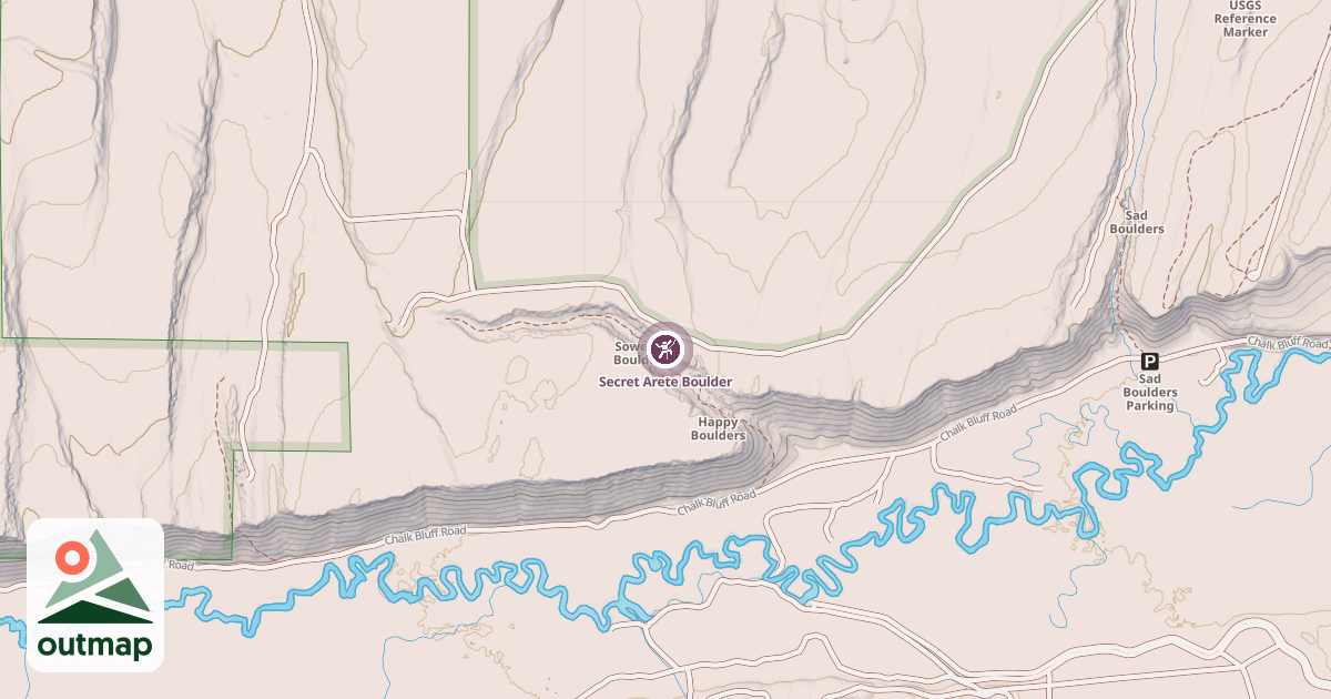 Map of Secret Arete Boulder