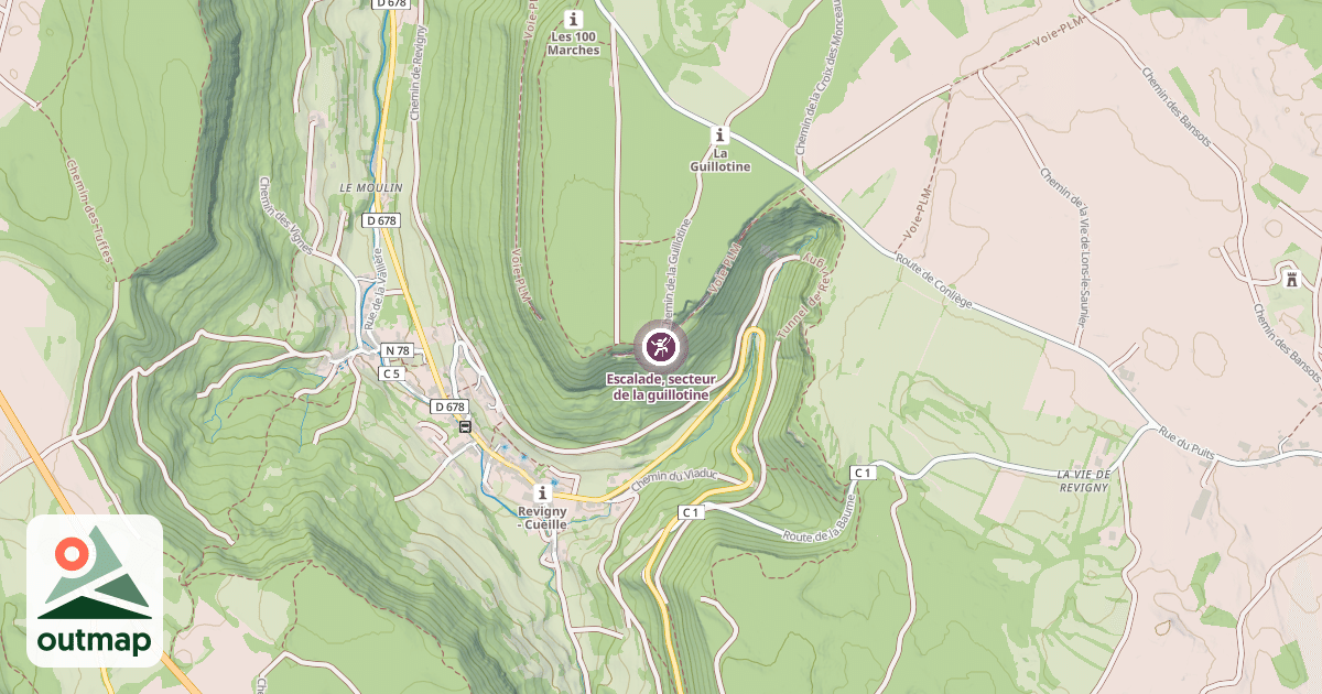 Map of Escalade, secteur de la guillotine