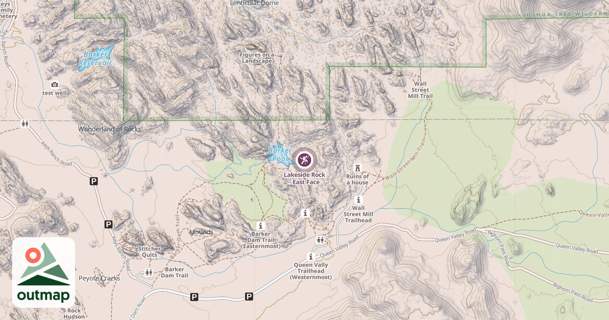 Map of Lakeside Rock - East Face
