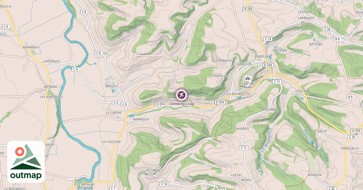 Map of Climbing Crag