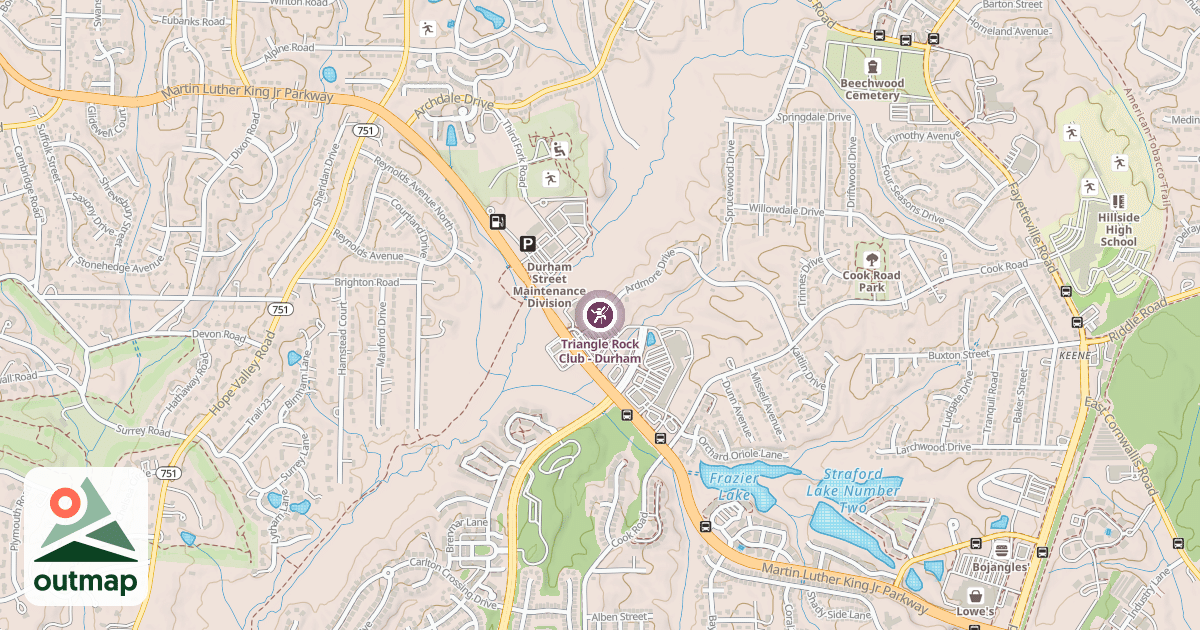 Map of Triangle Rock Club - Durham