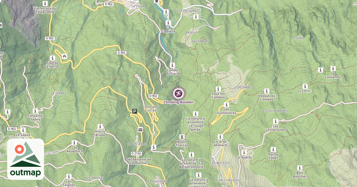 Map of Climbing Boulder