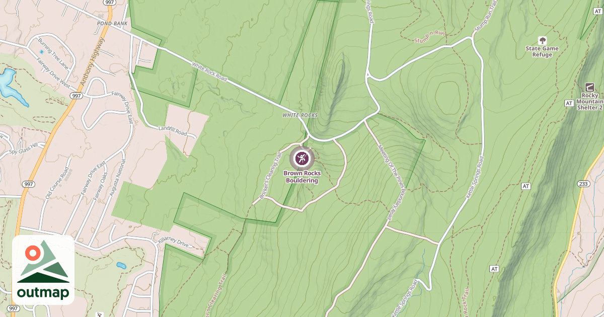 Map of Brown Rocks Bouldering