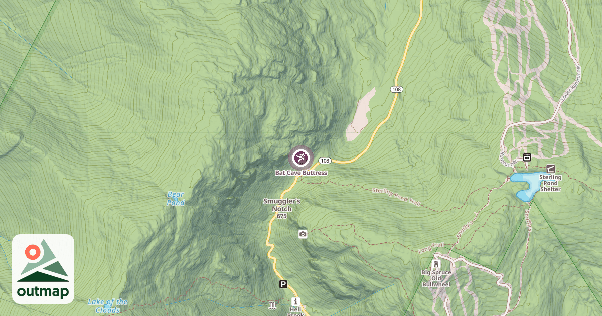 Map of Bat Cave Buttress