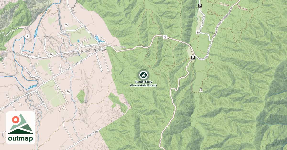 Map of Tunnel Gully (Pakuratahi Forest)