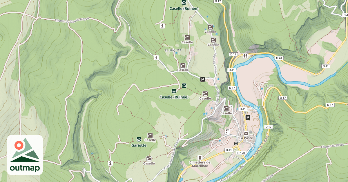 Map of Caselle (Ruinée)