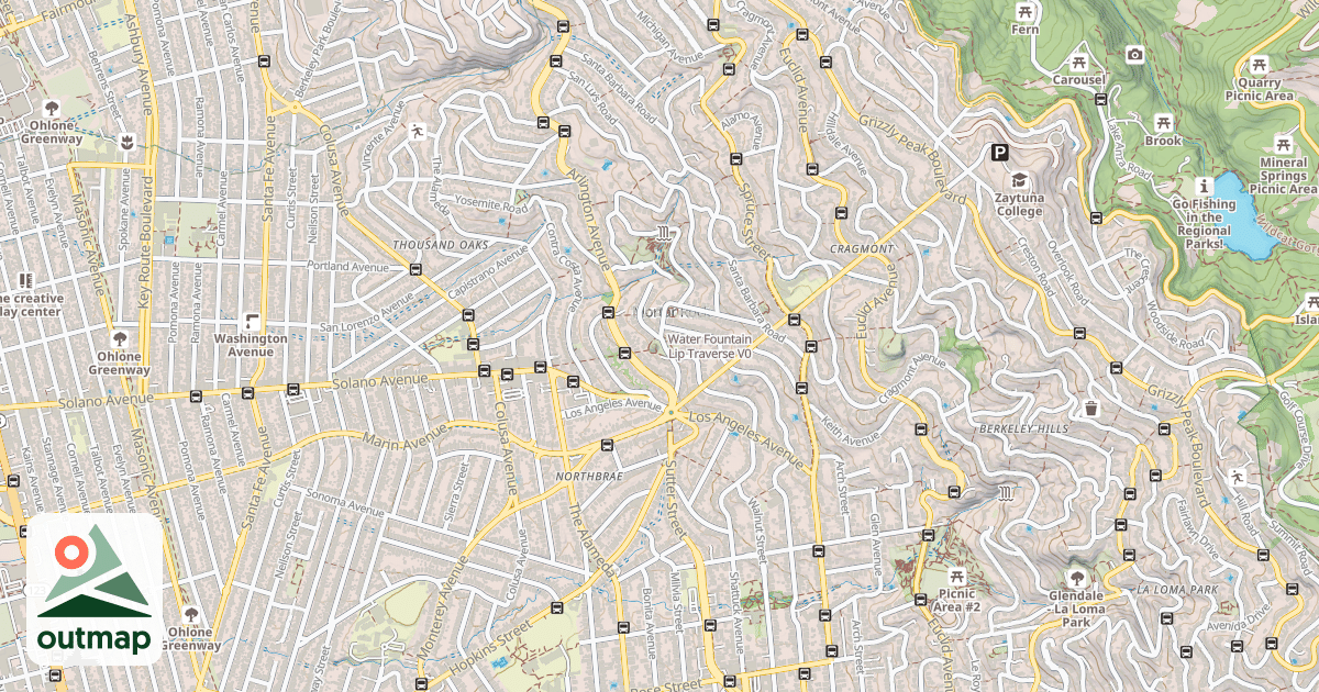 Map of Water Fountain Lip Traverse