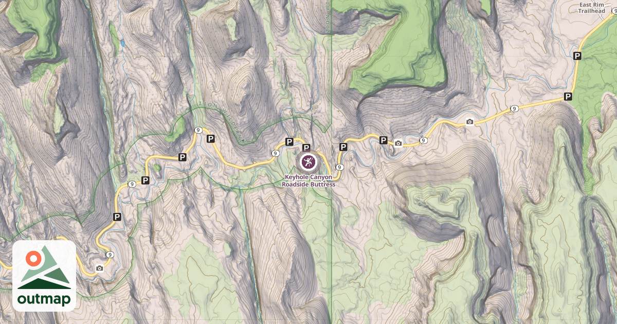 Map of Keyhole Canyon Roadside Buttress