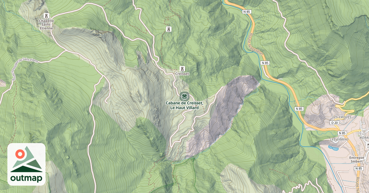 Map of Cabane de Creisset, Le Haut Villard