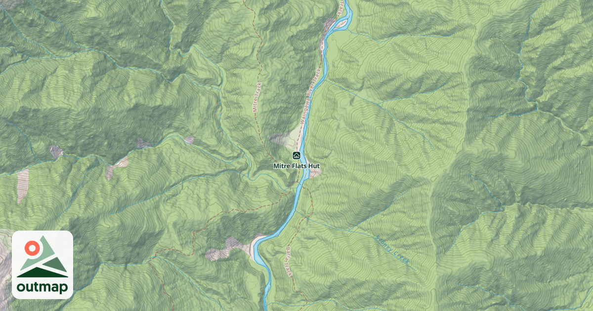 Map of Mitre Flats Hut