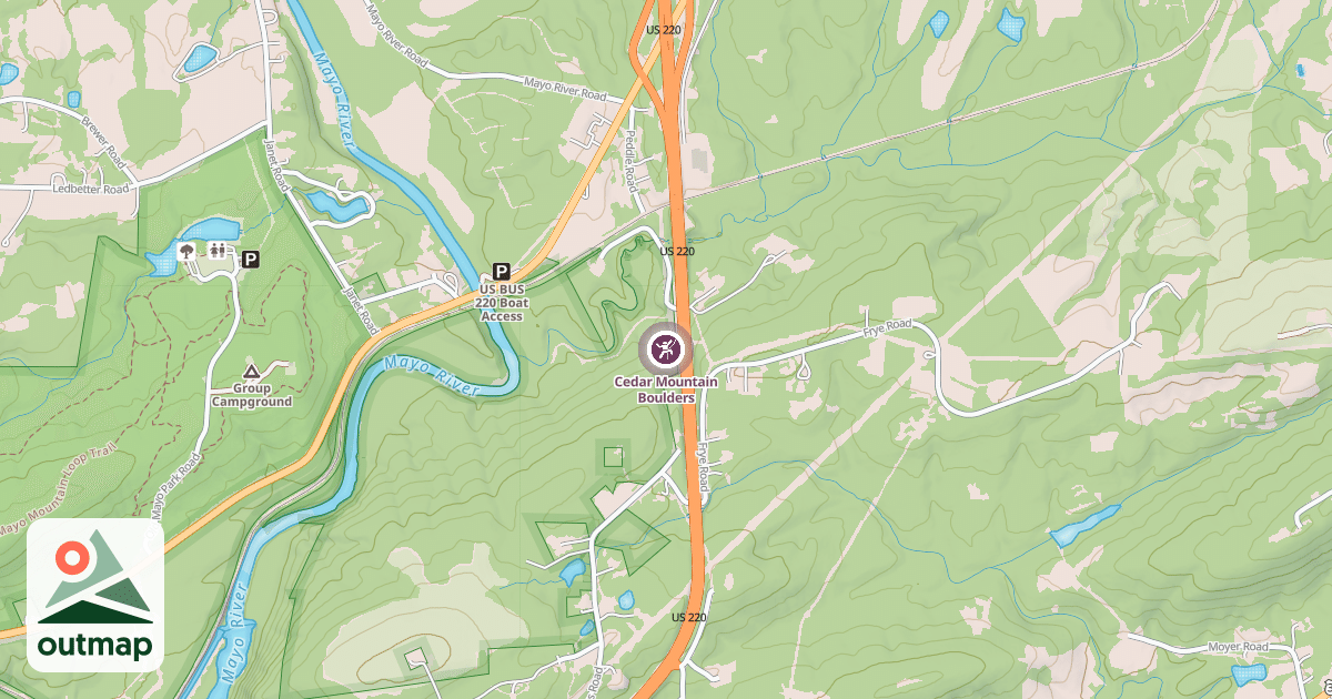 Map of Cedar Mountain Boulders