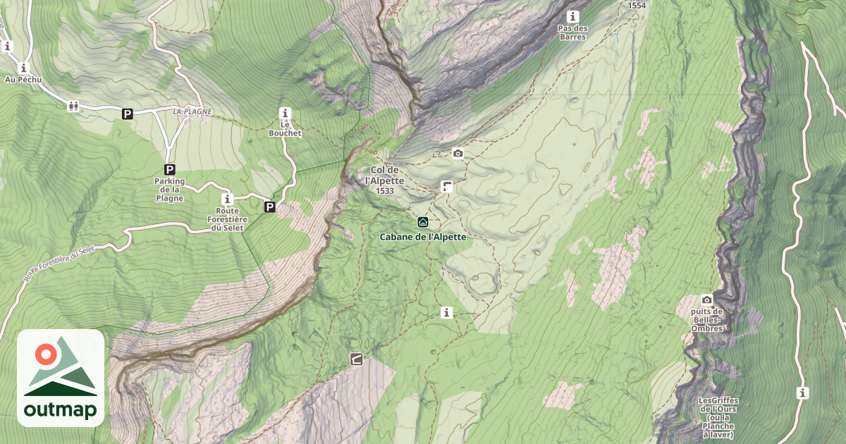 Map of Cabane de l'Alpette