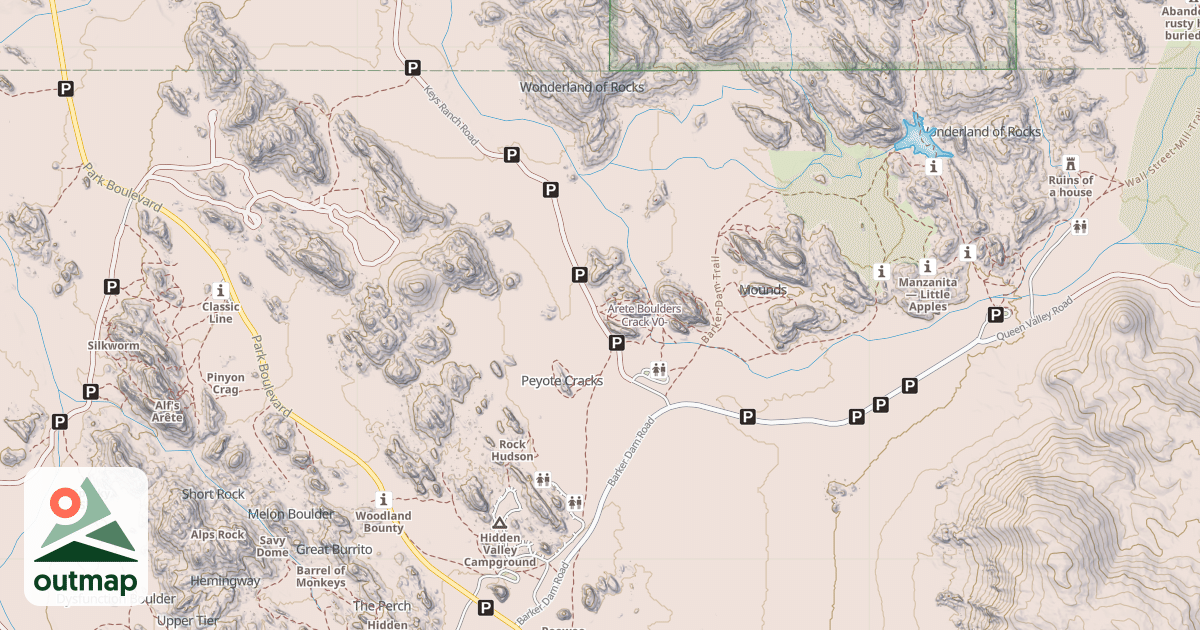 Map of Arete Boulders Crack