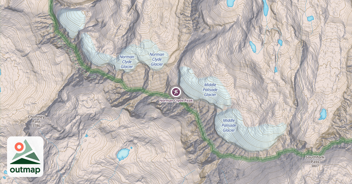 Map of Norman Clyde Peak