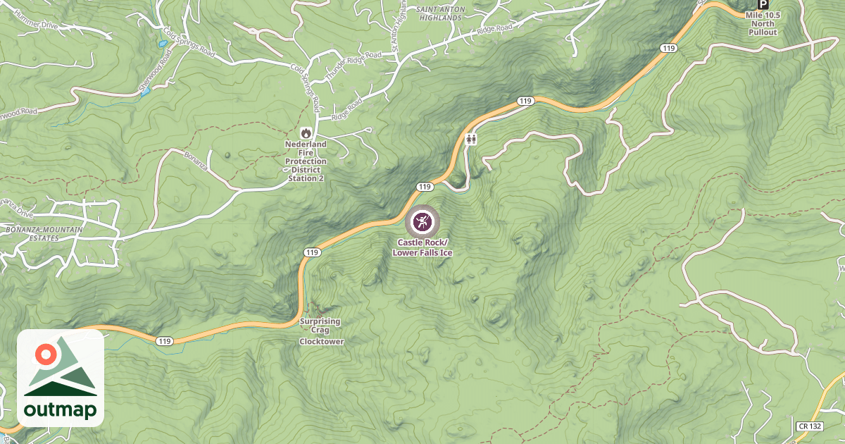 Map of Castle Rock/Lower Falls Ice
