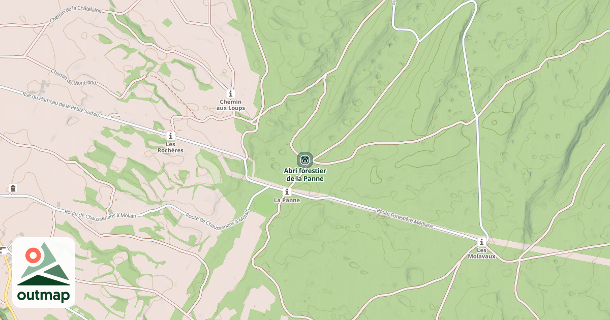 Map of Abri forestier de la Panne