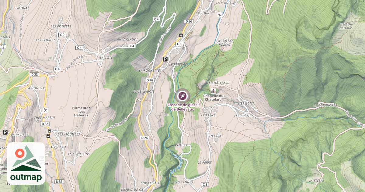 Map of Cascade de glace de Bellevaux