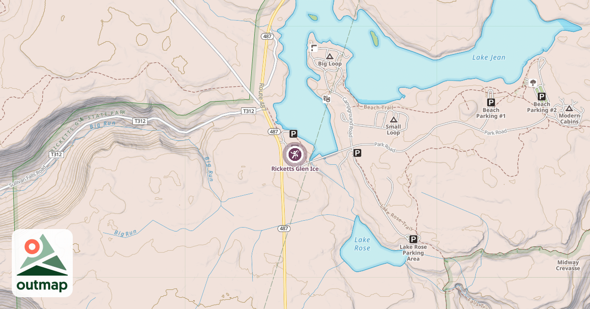 Map of Ricketts Glen Ice