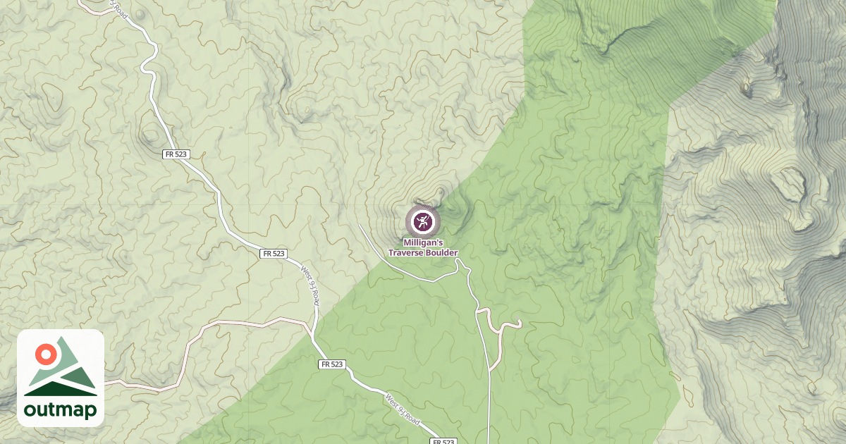 Map of Milligan's Traverse Boulder