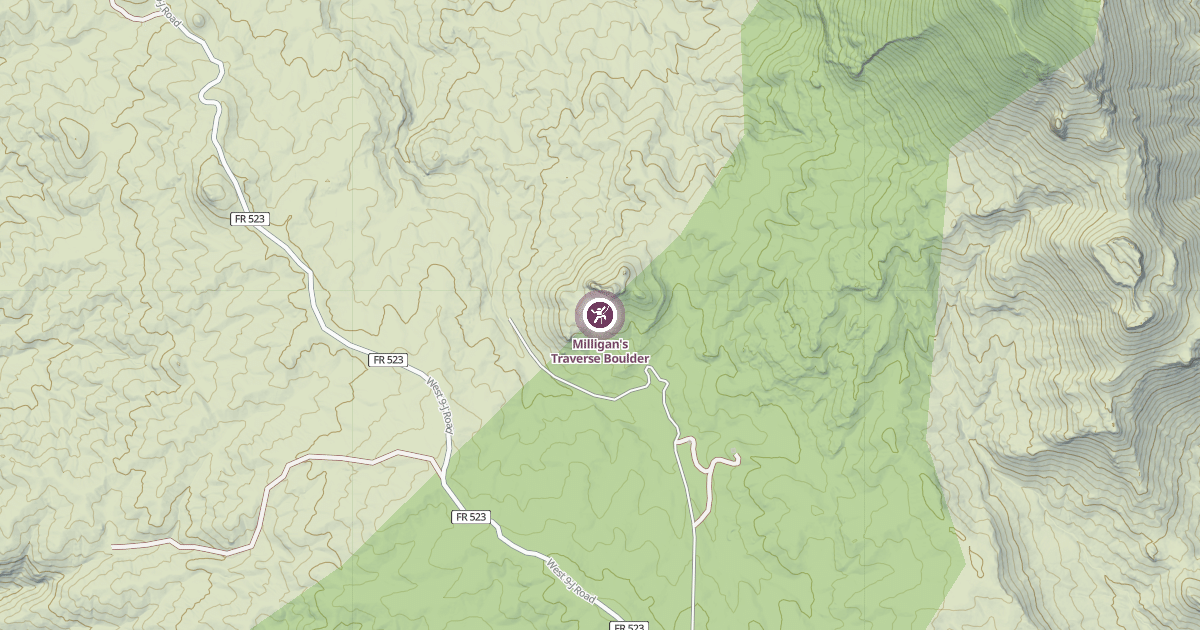 Map preview of Milligan's Traverse Boulder
