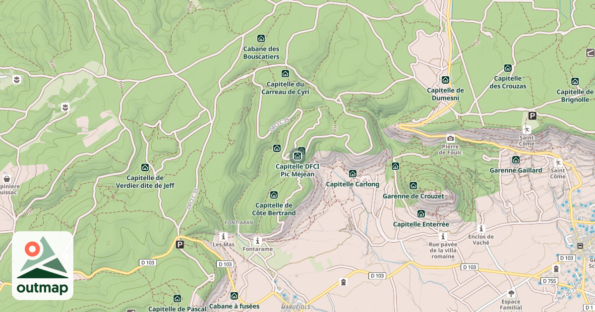 Map of Capitelle DFCI Pic Méjean