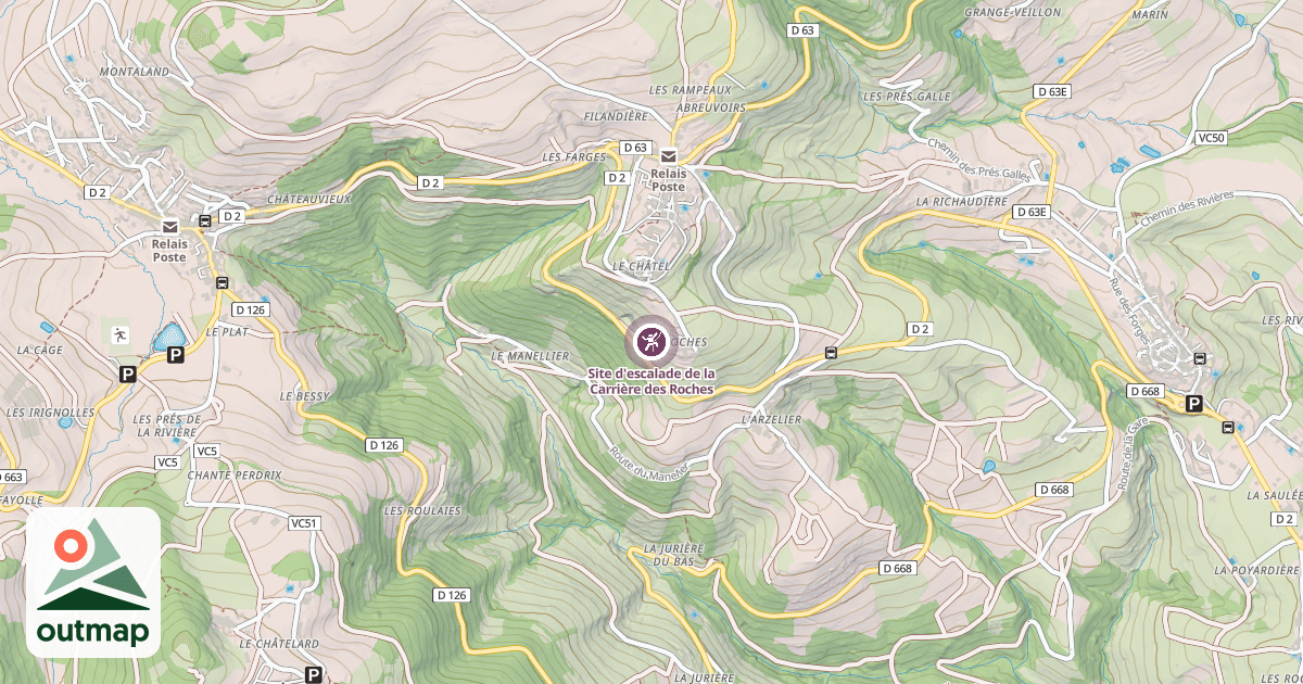 Map of Site d'escalade de la Carrière des Roches