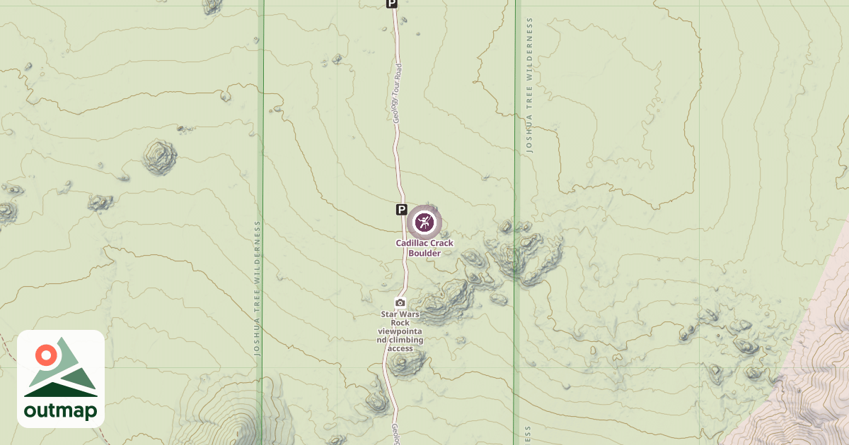 Map of Cadillac Crack Boulder