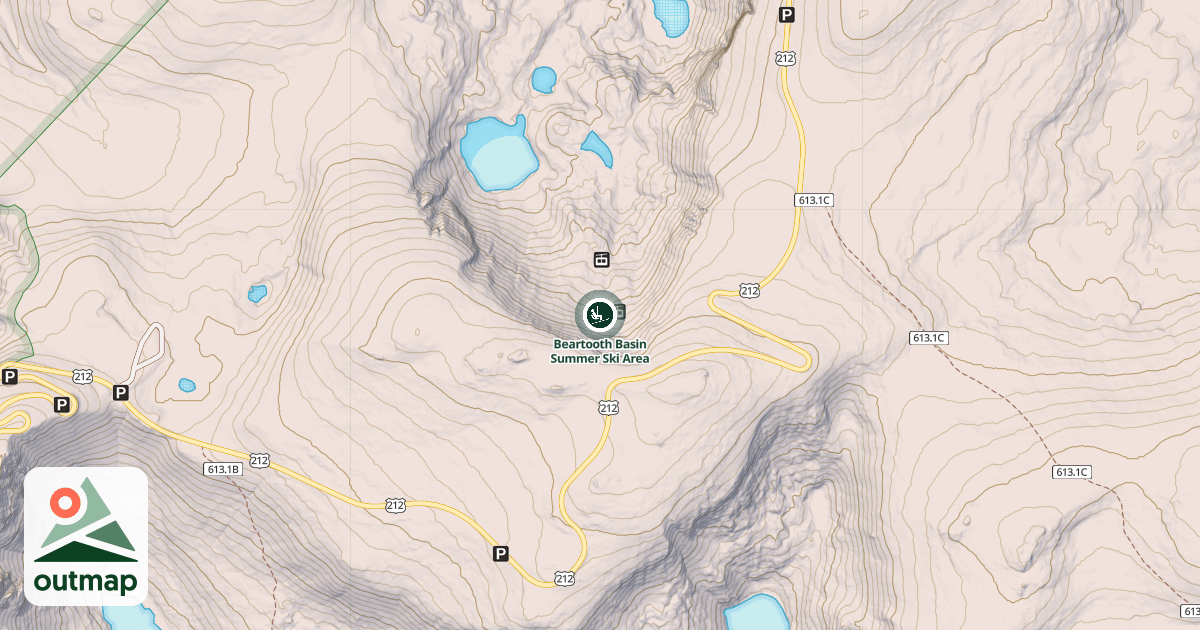 Map of Beartooth Basin Summer Ski Area